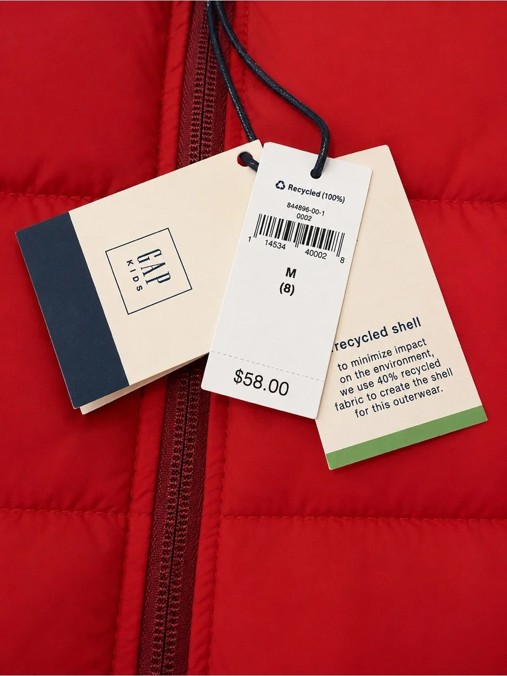 NWT Gap Kids Youth Red/Burgundy Colorblock Quilted Puffer Zip Vest Unisex